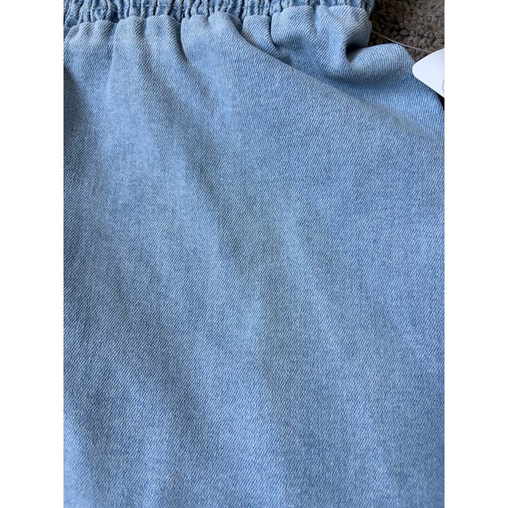 Mikarose Chambray Blue Denim Knee Length Smocked Bodice Flutter Sleeve NWT Sz XL - Picture 5 of 6